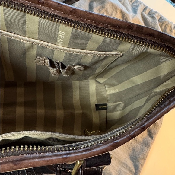 Brahmin Cream and Brown Croc-Embossed Shoulder Bag - Picture 6 of 12